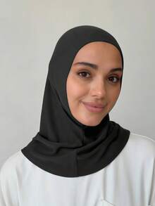 1 chiếc khăn trùm đầu Hijab nữ, kiểu Trung Đông Ả Rập Dubai, màu trơn, phong cách tối giản cổ điển, thanh lịch, kín đáo, chất liệu vải modal mềm mại, thoáng khí, thoải mái, vành dài, kiểu khăn xếp 2 trong 1, phù hợp cho sinh hoạt hàng ngày, lễ hội, tụ họp, thờ cúng, du lịch, khăn tắm biển. - màu đen - Xem 3