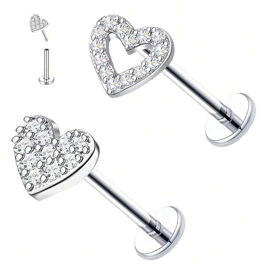 2~4PCS 16G 316L Pushin Lip Rings Butterfly And Bee Nose Stud Rings Top Push In Threadless Surgical Steel Flat Back Nose Rings Studs For Womens{"Color_name":"Silver8"} - Silver8 - View 1