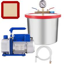 Bomba de vacío , cámara de vacío de 2 galones, desgasificación epoxi de silicona con bomba de vacío de una sola etapa 4CFM 1/3HP - 4 CFM 1/3 HP - Ver 8