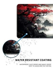 超大游戏鼠标垫，超大动漫桌面垫，带防滑底座，全尺寸键盘垫，缝边设计，适用于游戏和办公（风景动漫复古设计）