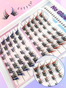 80 Pcs 3 Styles Mixed Red And Blue No Glue And Remover Needed Self Adhesive Lashes Cluster Fluffy 8-12mm Mixed Lengthes Kit, Bottom Cluster Lashes No Glue Needed Fluffy Individual Lashes Self Adhesive DIY Eyelashes Extension Pre-Glued Cluster Lashes Natural Wispy Lashes Extension C Curl Lash Clusters No Glue Need No Remover False Eyelashes With Tweezers And Curler