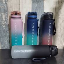 1 Piece, 21/16 Oz 'Follow Your Dream' Motivational Sports Water Bottle, Portable Leak-Proof Plastic Sports Fitness Travel Bottle, Gradient Color Plastic Beverage Bottle For Men And Women Students - Ideal For Travel, Gym, Fitness, Ideal Birthday Gift, Summer And Autumn Student Valentine's Day, Thanksgiving, Halloween, Easter, And Birthday Gift - 藍綠色 - 查看 4