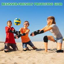 Juego de 2 accesorios de voleibol de playa que incluye voleibol, rodilleras, mangas de brazo, soporte de tobillo, protector deportivo para dedos, bolsa de cordn para principiantes que - Negro - - Ver 7