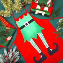 5 pièces/set Tabliers de Noël, nouveaux tabliers en lin imprimés de manière créative pour la décoration des fêtes, les fêtes, la cuisine à la maison, le Père Noël et les tabliers décoratifs, tabliers de cuisine unisexes - Multicolore - Voir 11