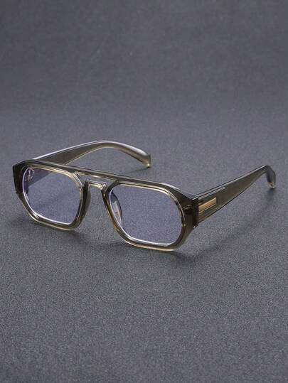 1副男士塑料方框经典优雅便携简约时尚眼镜，镜片清晰，适合电脑阅读、游戏、电视、手机等日常佩戴。