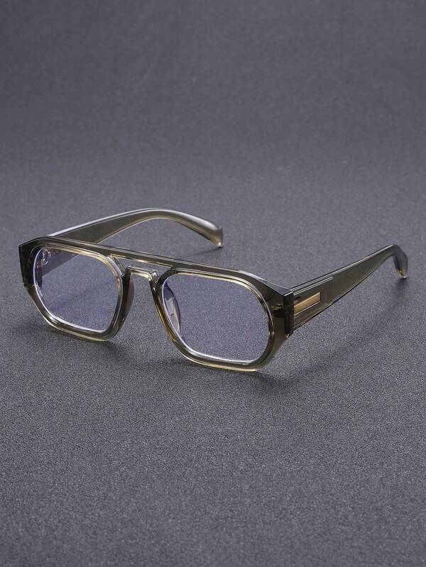 1副男士塑料方框经典优雅便携简约时尚眼镜，镜片清晰，适合电脑阅读、游戏、电视、手机等日常佩戴。