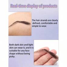 False Eyebrows For Women Realistic Human Hair Brow Extensions Easy To Use And Reusable Fake Eyebrows For Natural Look - Black - View 4