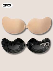 2pcs Adhesive Invisible Chest Stickers Gel Off-Shoulder Design Bra Sexy Push-Up Seamless Look Strapless Dress Wedding Party