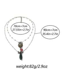 1 Piece Women's Multi-Layer Chain Necklace With Bohemian Alloy Water Drop Floral Gemstone Resin Pendant