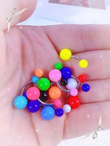 10pcs/Set Elegant & Cute Candy Color Navel Piercing Rings, European & American Fashion Body Jewelry, Suitable For Daily Wear And Festivals