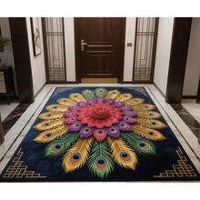 1 pièce Tapis de bain antidérapant à motif de plume de paon, tapis de cuisine antidérapant, convient pour la salle de bain, la cuisine extérieure, la décoration printanière de la maison