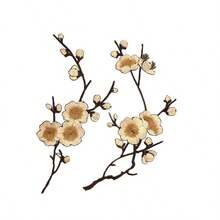 Festive Embroidered Cherry Blossom Patch Set - White, Red, Pink, And Brown Tones - Perfect For DIY Projects And Clothing Accessories