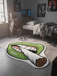 1 pièce Tapis de salon asymétrique avec motif bouche et cigarette, décoration de chambre, tapis décontracté pour la maison, tapis décoratif, tapis de chambre, petit tapis, tapis, décoration de maison, tapis de salon, petit tapis de salon, tapis de chambre, décoration de maison de salon, tapis d'extérieur, tapis en polaire, tapis moelleux, tapis d'automne/hiver, épais/moelleux, tapis lavable