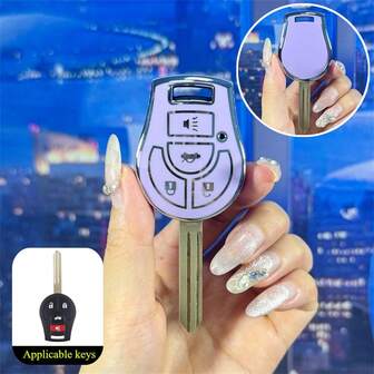 1 pieza Funda protectora de TPU para llave de coche apta para modelos Nissan Versa, March, Tiida, Altima, Armada, Cube, Juke, Maxima, Pathfinder, Rogue, Sentra