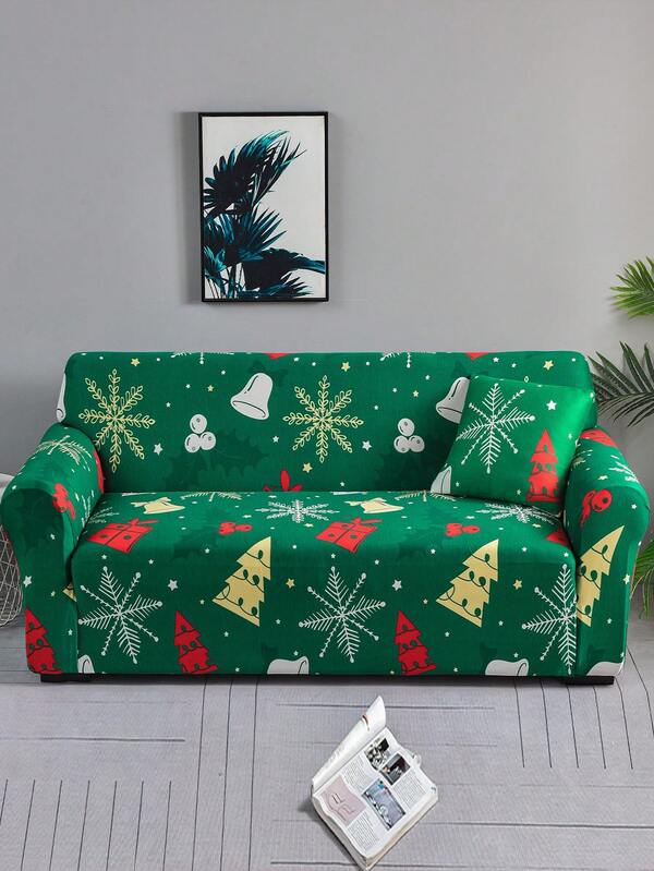 غطاء أريكة مطبوع مرن لغرفة المعيشة مناسب للنوم والأريكة الخارجية، حماية من بقع الحيوانات الأليفة، غطاء وسادة مقعد الأريكة للأريكة ذات المقعد المنفرد والمقاعد 1/2/3/4 مناسب للديكور المنزلي في فصل الخريف وديكورات عيد الميلاد