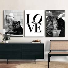 3pcs Frameless Canvas Posters, Modern Art Featuring Hounds And Leopards, Stylish Art Print For Wall Decor, Bedroom Living Room Kitchen Hallway Decoration, Contemporary Fashion Home Gift Idea, 2D Flat, Perfect For Room Decor