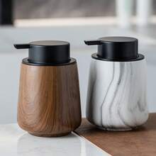 1个340毫升创意宽口时尚纹理陶瓷乳液瓶皂液器可重复灌装泵瓶，适用于液体皂、洗手液、厨房清洁剂、浴室乳液，也可用于酒店、民宿、厨房、水槽等场所。 - 彩色 - 查看 2