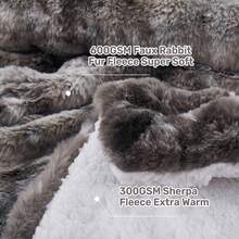 Super Soft Warm Fluffy Faux Rabbit Plush Comforter Antistatic Bed Blanket , Reversible Sherpa Berber Fleece Comforter Sets Faux Fur Comforter Plush Fuzzy Bed Set , Winter Warm Bedding Sets With 2 Pillow Cases, Queen Or King - 深灰色 - 查看 4