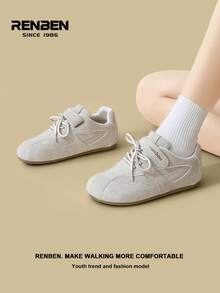 RENBEN 1 par de zapatillas casuales con cordones de estilo retro para mujer, de unicolor, con plataforma, de moda, cómodas, adecuadas para uso casual, reuniones, viajes, con suela blanda, nueva llegada de otoño 2025