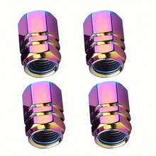 4-Pack Colorful Car Motorcycle Valve Caps Aluminum Alloy Valve Covers Tire Valve Caps Dustproof Caps Hex Valve Caps Chrome Plated Tire Caps - Iridescent Aluminum Alloy Valve Cap - View 3