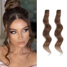 2PCS Clip In Bangs Front Side Bangs Set Long Temples Side Air Bangs Synthetic Hair 18Inch - Multicolor - View 10