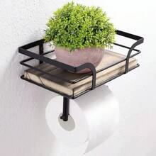 1 pieza Soporte de pared de madera para papel higiénico - Instalación perforada, estantería de almacenamiento ahorradora de espacio, perfecta para organizar y decorar baños y retretes, estantería de almacenamiento de rollos de papel, mejor opción para regalar, contenedor de almacenamiento de papel higiénico, contenedores de almacenamiento de papel higiénico