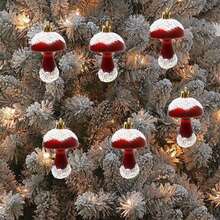 Christmas Themed Tree Drops Finials Ornament Sets Festive Cute Mushroom Gourd Gingerbread Man Shaped Hanging Decoration For Party Home Holiday Decor