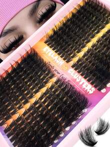 320/192/60PCS Fluffy D Curl Individual Lash Clusters Cat Eye Left Right For Paired Single Cluster 80D+100D DIY Cluster Lashes Extra Thick&Natural Look&Long Lasting&Super Light&Ultra Soft Reusable False Eyelash Extension Kit For Beginner Use At Home&Daily Life&Party&Travel&Halloween