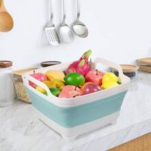 2 Pack Dishpan Washing Dishes, 2.4Gal9L Wash Basin With Draining Carry Handles, Collapsible Bucket Cleaning, Portable Sink, Foldable Plastic Tub - 綠色 + 1 x 9L - 查看 2