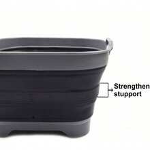 10L 2.64 Gallon Collapsible Dishpan With Draining - Foldable Washing Basin - Portable Dish Washing Tub - Space Saving Kitchen Storage Tray 1, Black - 1 + 灰色/黑色 - 查看 6