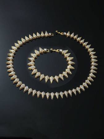 1 Set Men's Hip Hop Style Classic Water Drop Linked Chain Necklace And Bracelet Set