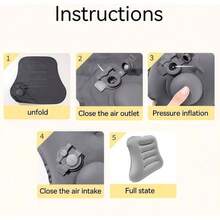 Almohada de apoyo lumbar inflable para asiento de viaje y silla de oficina, almohada de apoyo de espalda para avin y coche, almohada lumbar para aliviar el dolor de espalda baja y mejorar la postura - gris - Ver 7