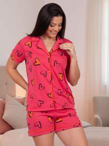 Women's American Blogger Pajamas With Super Comfortable Buttons New Release - Orange - View 3