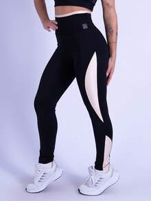 Rocca Fitness High Waist Polyamide Legging Pants Ponta Lagoinha - Màu be - Xem 2