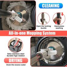 家用旋转拖把水桶套装，含3块拖布，家用旋转地板拖把，免手洗拖把，除尘拖把，干湿两用，适用于家庭、厨房、浴室地板，清洁用品，清洁工具