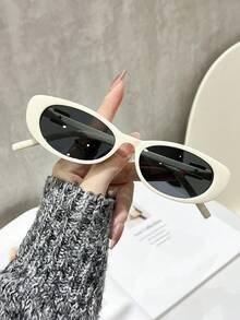 1pc Women Oval Full Frame Vintage Shades Basics Delicate Hot Girl Style Personalized Spicy Fashion Glasses For Vacation Outfits, Street Snap, Rave Party, Tropical Beach Vacay, Outdoor, Business Casual Woman Accessories - Multicolor - View 11