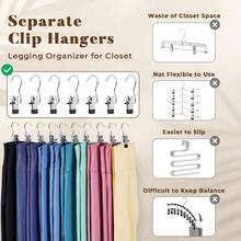 10 Pack Pants Hangers With Clip,Legging Organizer For Closet Hanging, Space Saving Yoga Pants Hangers Clip Hangers Closet Organization,Closet Organizers And Storage For Jeans,Shorts,Skirts,Hats - Black - View 7