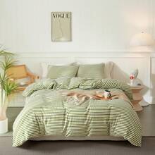 Fat Quilt Set-striped Light Green-1