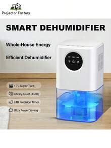 1.7L Quiet Portable Dehumidifier For Home - Timer, Sleep Mode & 7 Mood Lights Included,With Auto Shut-Off, Ideal For Bedroom, Bathroom & Wardrobe,Closet, RV, - 白色 - 查看 1
