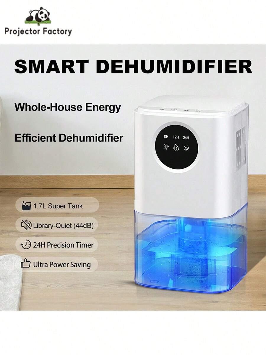 1.7L Quiet Portable Dehumidifier For Home - Timer, Sleep Mode & 7 Mood Lights Included,With Auto Shut-Off, Ideal For Bedroom, Bathroom & Wardrobe,Closet, RV, - 白色 - 查看 1
