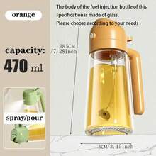 1 pièce Vaporisateur et verseur d'huile d'olive portable 2-en-1, bouteille d'huile en plastique d'une capacité de 470 ml pour la cuisson, le grillage, la cuisson au four, la salade