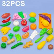 Kids Pretend Play Cutting Fruits & Vegetables Toy, Kitchen Food Vegetable Pizza Playset - Multicolor - View 12