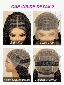 38 Inch Senegalese Braided Lace Front Wig Synthetic Knotless Senegalese Braid Lace Wig For Women Lightweight - Black - View 8