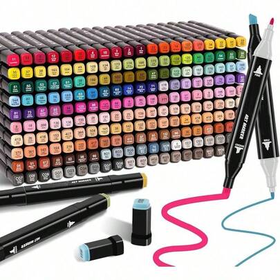 168 Colors Dual Tips Alcohol Markers, Art Markers Pens With Pen Holder, Permanent Sketch Markers Set For Coloring,Painting, Card Making, Sketching, Illustrations Back To School, 24/36/80/120/168 Colors Markers Set