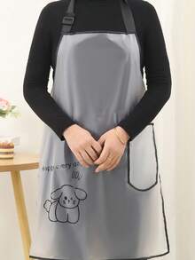 Semi-Transparent Waterproof Oil-Proof TPU Apron, Adjustable Neck Tie, Cute Cartoon Kitchen Apron For Women - Multicolor - View 9