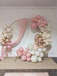 30/60pcs Soft Color Balloon Set - Elegant Peach, Beige, White, Gold, Pink Latex Balloons, Suitable For Helium Inflation, With Clear Strings, Ideal For Birthday, Wedding, Bridal Party Decoration - Multicolor - View 4