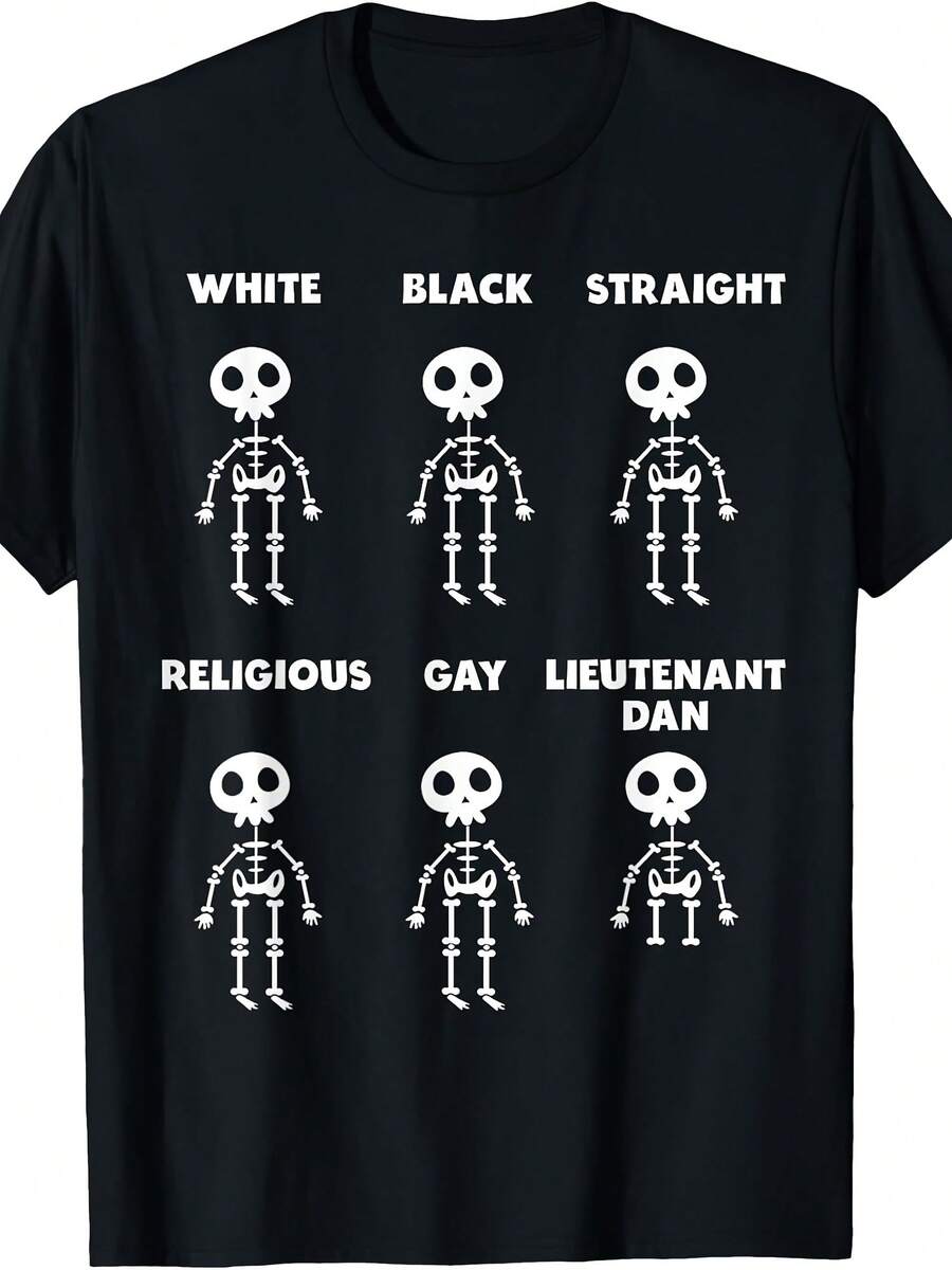 Black White Religious Straight Gay Skeleton Lieutenant Dan T-Shirt - 款式27 - 查看 1