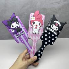 1 Stück Kissen Kamm, süßer Cartoon schwarze Schönheit My Melody dekorativer Kamm, geeignet für alle Frisuren, passend für Weihnachten, Halloween, Partygeschenke.