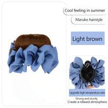 Blue And Black Claw Clip Bow Hair Bun Hair Accessory, High-Temperature Resistant Wig Bun Hairpiece