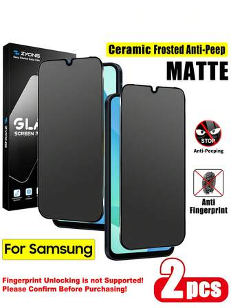 ZYONS 2 piezas Protector de pantalla mate y privado compatible con Samsung Galaxy A07 A17 A56 A36 A26 A16 A06 A55 A35 A25 A15 A05 A05S A54 A34 A24 A14 A04 A53 A33 A23 A13 - Recubrimiento antihuellas y suavidad, sin burbujas, fácil de aplicar, película suave antirreflectante TPU mate, protección de privacidad, protector de pantalla para teléfono, regalo de Halloween para cumpleaños, familia y amigos, accesorios para teléfono